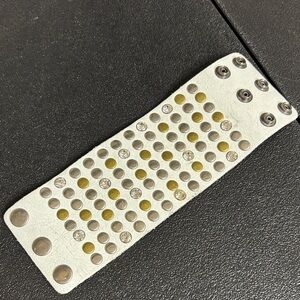 White Genuine Leather Studded Wrap Rocker Bracelet